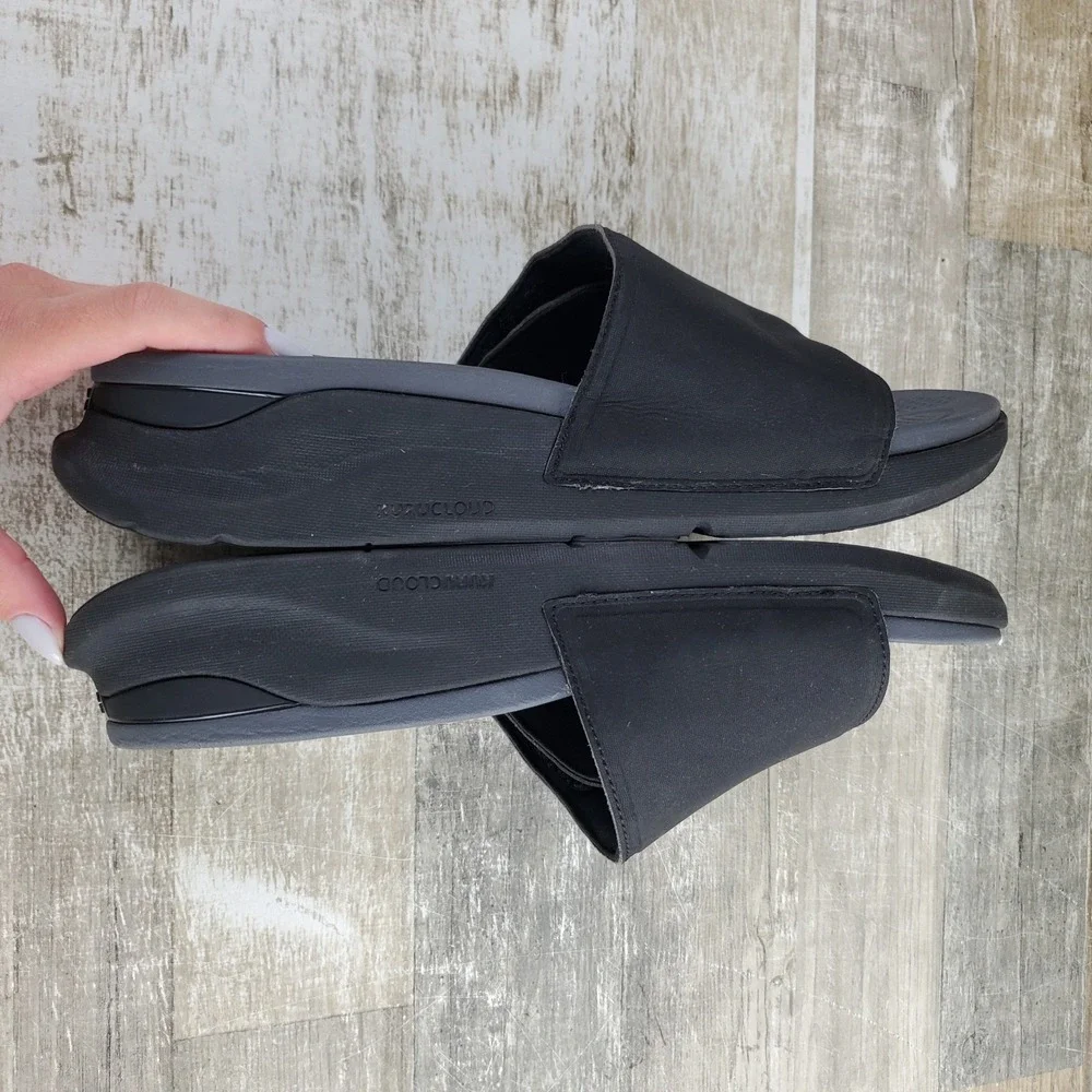 Kuru Moment Mens Slide Sandals Sz 11 M Jet Black Storm Gray Platform Slip On